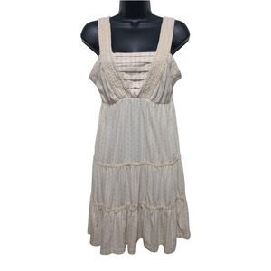 Vtg Billabong Beach Vibes Mini Dress Women's L Cream Swim Cover Up Jersey Knit